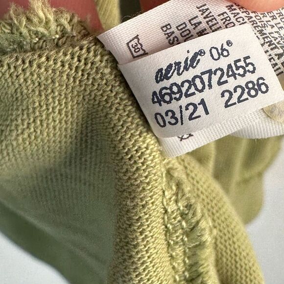 Aerie Green Lace Up Vneckline Oversized Hoodie Womens Large Casual Athleisure - Picture 10 of 10